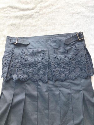 Comme des Garçons AD2001 Pleats Skirt Comme Des Garcons Docking Pleated Skirt Embroidery Black