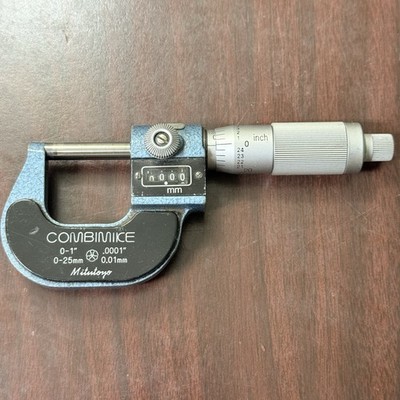 Mitutoyo Combimike Micrometer 0-1'' / 0-25mm  .0001  / .01mm (NEEDS WORK) 159-211