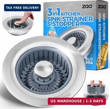 3-in-1 Kitchen Sink Drain Strainer Stopper Anti-Clog Basket 304 Stainless
