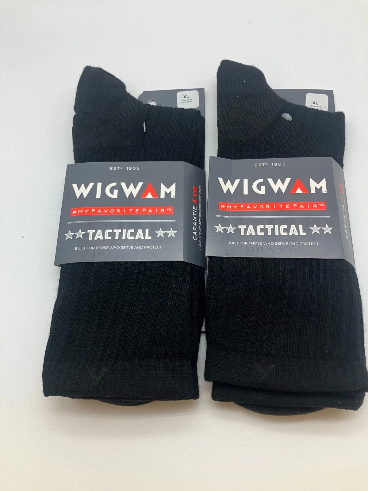 Lot of 2 pairs Wigwam Tactical Black Crew Socks XL Mens 12-15 Ultimax New