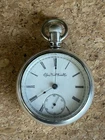 Antique Silver Case Elgin Natt Watch Company Pocket Watch Beveled Glass Cover-NR