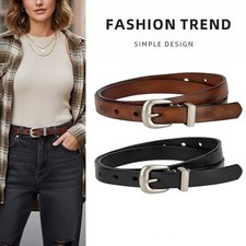 Real Leather Waist Belt Silver Alloy Buckle Women Dresses Coats Casual Waistband