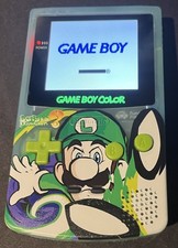 Custom Gameboy Color IPS Screen Rechargeable Battery Luigi Shell
