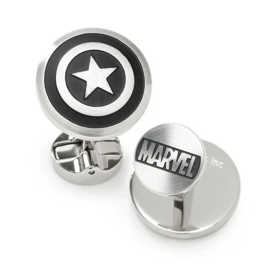 Abotoaduras de aço inoxidável Marvel Captain America Shield - Imagem 2 de 4