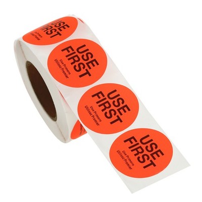 500Stk Use First Aufkleber 1,5 Zoll Inventarkontrolletiketten,fluoreszierend rot