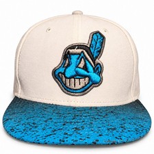 Cleveland Indians Wahoo New Era Fitted Club 59Fifty Hat Cap White Blue 7 3/8