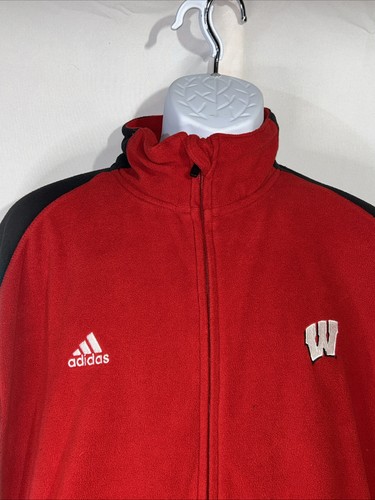 University Of Wisconsin Adidas Full Zip Fleece XL W/Pockets Red -Nice - Picture 4 of 10