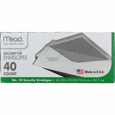 Mead Security Envelopes, 4.125in X 9.5in, 10, 40 Ct