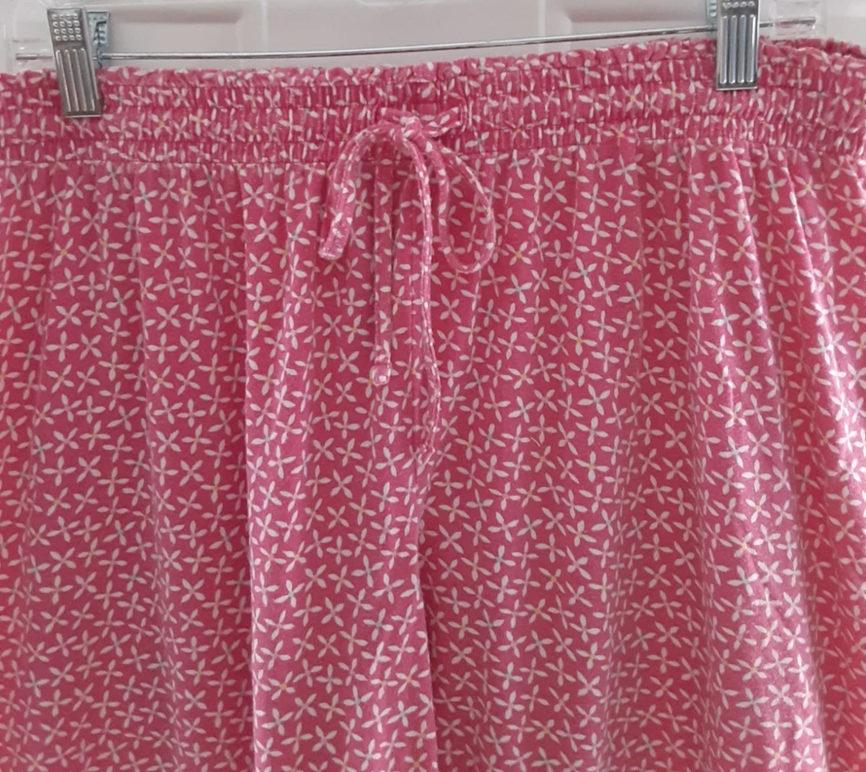 Jockey Capri Pajama Pants,  Pink with White Flowers  - Size XL - Image 2 of 4
