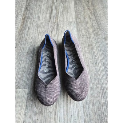Rothys The Point Metallic Dusk Purple Pointed Toe Knit Flats Shoes Womens 6.5