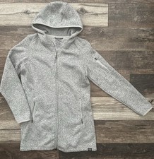 L.L. BEAN Women  s Medium Reg Heather Gray Zipper Hood Active Sweatshirt Pockets