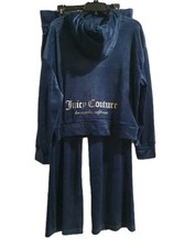 NWT Size XL JUICY COUTURE Velour Bling Tracksuit Hoodie Pant Set Dark Blue L K 