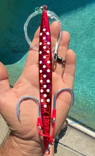 400g Heavy  Jig BLUEFIN  TUNA Knife JIGS - Red With  Glow Dots Fully Rigged  Bft