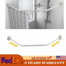 Corner Shower Curtain Rod Adjustable Stainless Steel Curved Shaped Rack Bathroom