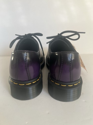Dr Doc Martens Vegan 1461 Oxford Rub Off Shoes Black Rich Purple WMS 7 MNS 6 NEW - Picture 7 of 10