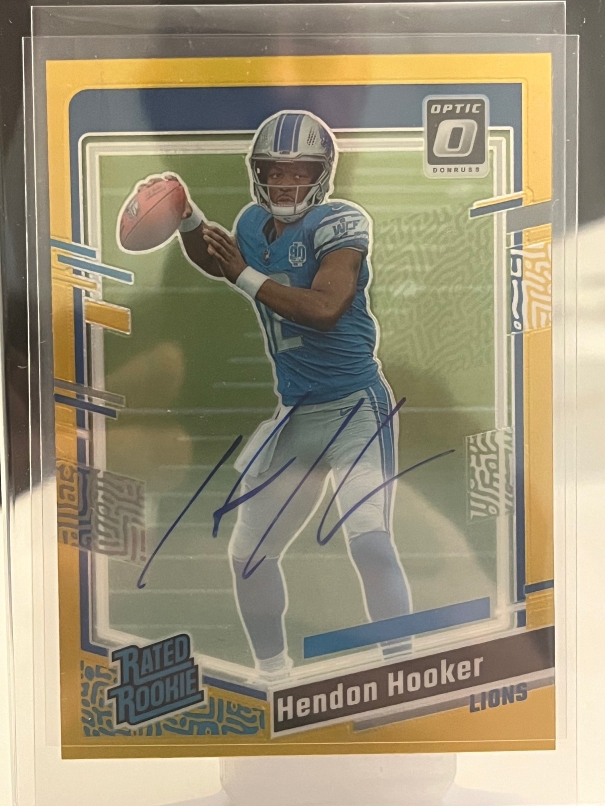 2023 Donruss Optic Rated Rookie Hendon Hooker Gold Prizm /10 RC AUTO