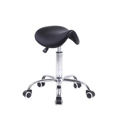 KKTONER Rolling Saddle Stool PU Leather Swivel Adjustable Rolling Stool with ...