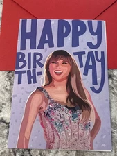 Birthday Taylor Swift Birth-Tay 4.6”x6.6” Blank Inside Greeting Card