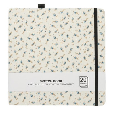 8.3x8.3'' Watercolor Sketchbook, 20Sheet 300GSM/203lb, Blue Flower