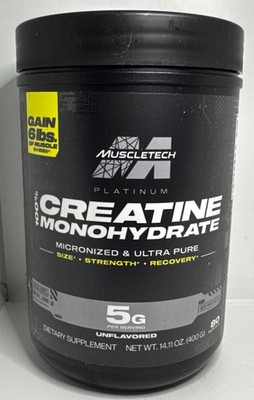 MuscleTech Platinum 100% Creatine Monohydrate Unflavored 400 g Exp 8/11/2028-US