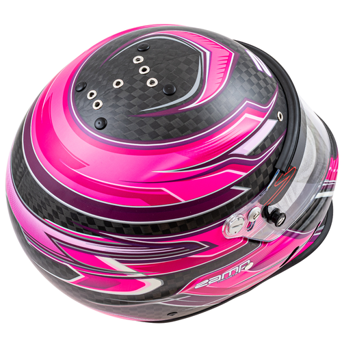 Zamp RZ-67D Auto Racing Helmet Flo Pink/Purple Carbon Graphic Snell SA2025 - Foto 5 di 8