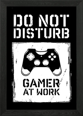 Gamer at Work minimalistisches gerahmtes Wandbild Poster Leinwanddruck Bild