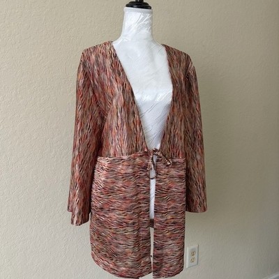 Chico's Multicolor Zigzag Space Dye Tie Front Cardigan Size 3 XL