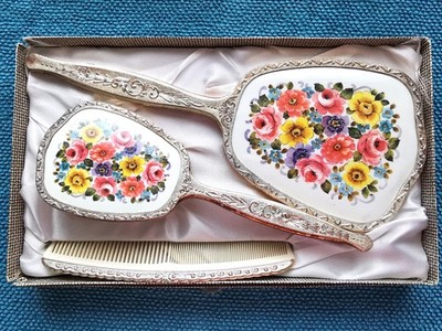true vintage Haarbürste Handspiegel Haarkamm Bürste made in Germany in OVP neu