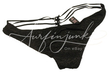 Victoria Secret Vintage Panty Black Lace Medium String Triple Strap Thong Bikini