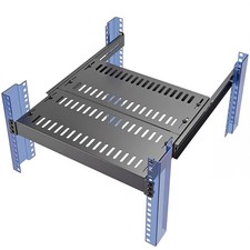 1U Server Rack Shelf, 4-Post Adjustable Ventilated Rack Mount Tray, 19 Inch U...