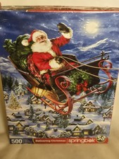 NEW Springbok 500 Piece Christmas Eve Holiday Jigsaw Puzzle Santa Sleigh USA