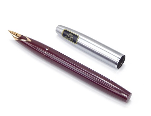 SHEAFFER XG 440 STEEL CAP & BURGUNDY BARREL WITH FINE NIB  14K - Picture 1 of 12