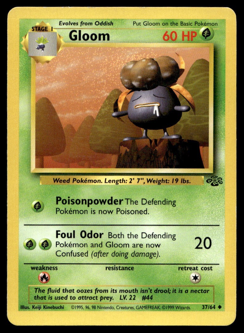 Gloom 37/64 Pokemon Card Jungle Uncommon 60 HP Lightly Played H5