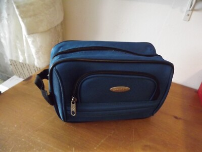 VTG SAMSONITE TOILETRY TRAVEL CASE blue 2 ZIPPERS soft canvas