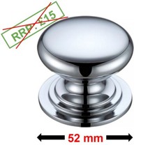 VICTORIAN CABINET KNOB / DOOR KNOB, 52MM (FCH01E), POLISHED CHROME/BRASS FINISH.