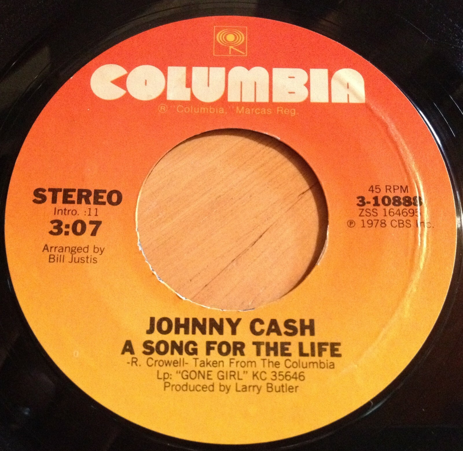 Johnny Cash 45 I Will Rock And Roll With You / A Song For The Life w/ts
