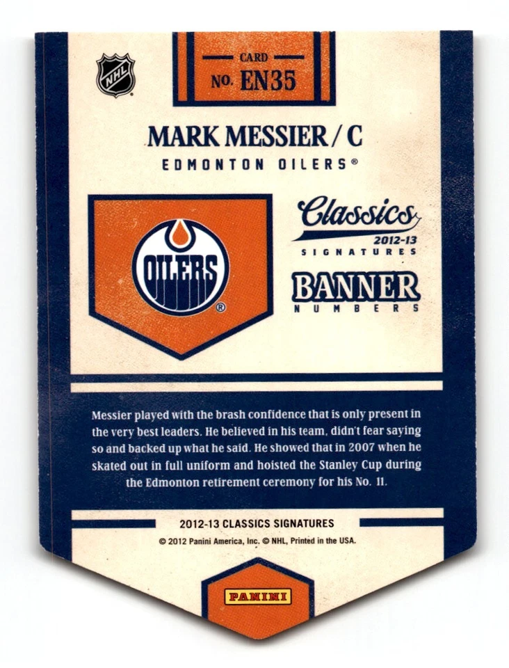 Mark Messier 2012-13 Panini Classics Signatures Banner Numbers #EN35 Edmonton - Image 2 of 2