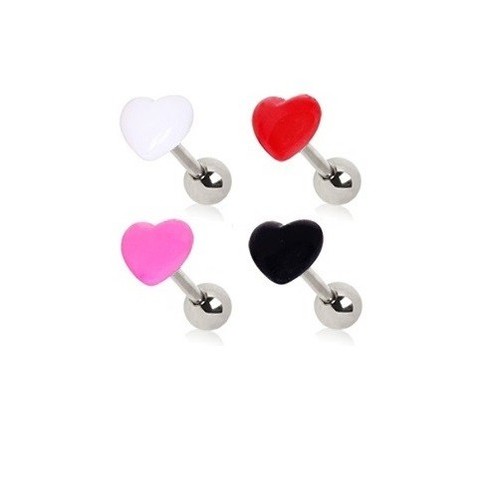 Cartilage Upper Ear Stud - Tragus Helix Bar Top Ear Ring - Rose Heart Earring - Picture 3 of 16