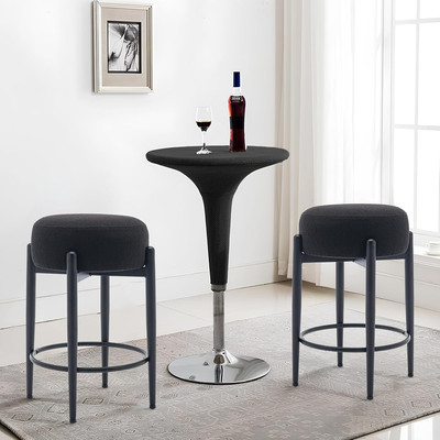 Modern Bar Stools Set of 2, 24'' Counter Height Stools with Backless round Soft P
