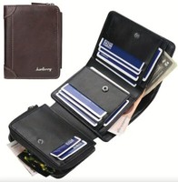 Brown Men RFID Vintage Wallet Men With Coin Pocket Short Leather Zipper Wallets