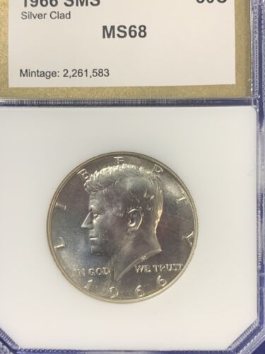 1966 SMS 50c Kennedy Half Dollar, PCI Slabbled, 40% Silver Clad, MS +++++ - Picture 3 of 3