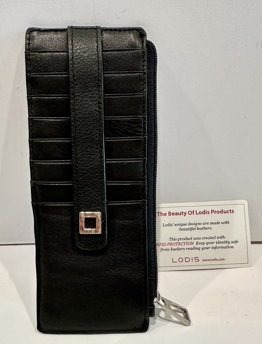 LODIS Black Leather RFID Credit Card Stack Holder Case Wallet NWC