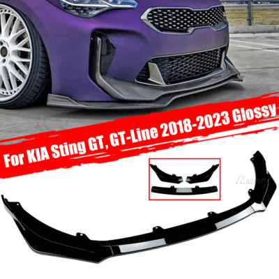 Front Spoiler Lip Kit Splitter For Kia Stinger 2018-2024 2019 Gloss Black