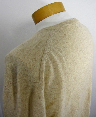 DENNY MADE IN ITALY LONG SLEEVE SWEATER SIZE L LARGE V NECK TAN CREAM 086 - Bild 4 von 5