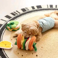 Mewoofun Hamburger Snuffle Ball Dogs Interactive Puzzle Toy Portable Pet Toys