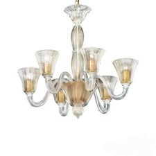 Lampadario in vetro di Murano classico 6 luci cristallo oro Trasparente vintage