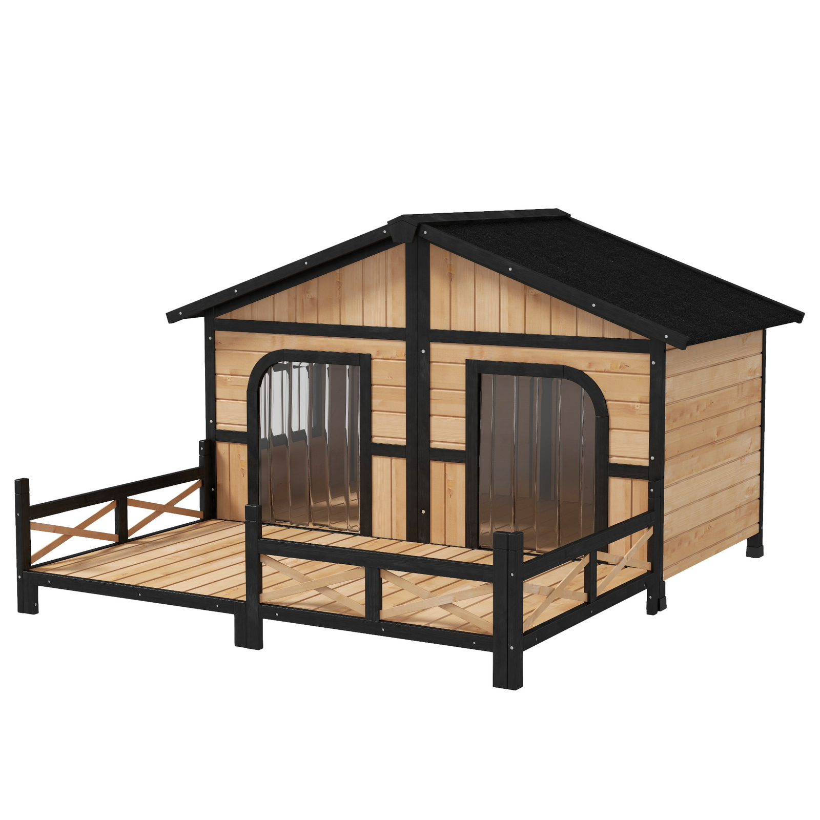 Wooden Elevated Backyard All Weather Rustic Log Cabin Pet Dog House Kit