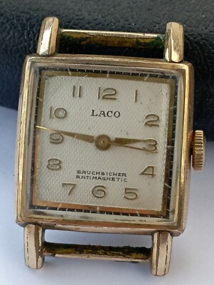 VINTAGE Tank GERMANY made LACO gold plated 20 microns double watch Art Dec