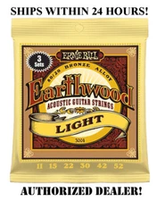 3 SETS ERNIE BALL 2004 EARTHWOOD LIGHT ACOUSTIC GUITAR STRINGS 11-52 3004(3PACK)