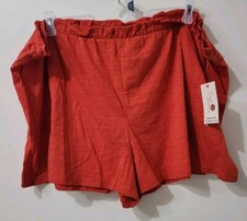 SECRET TREASURES Orange Elastic Waist Front Pockets Knit PJ Shorts Size 3X